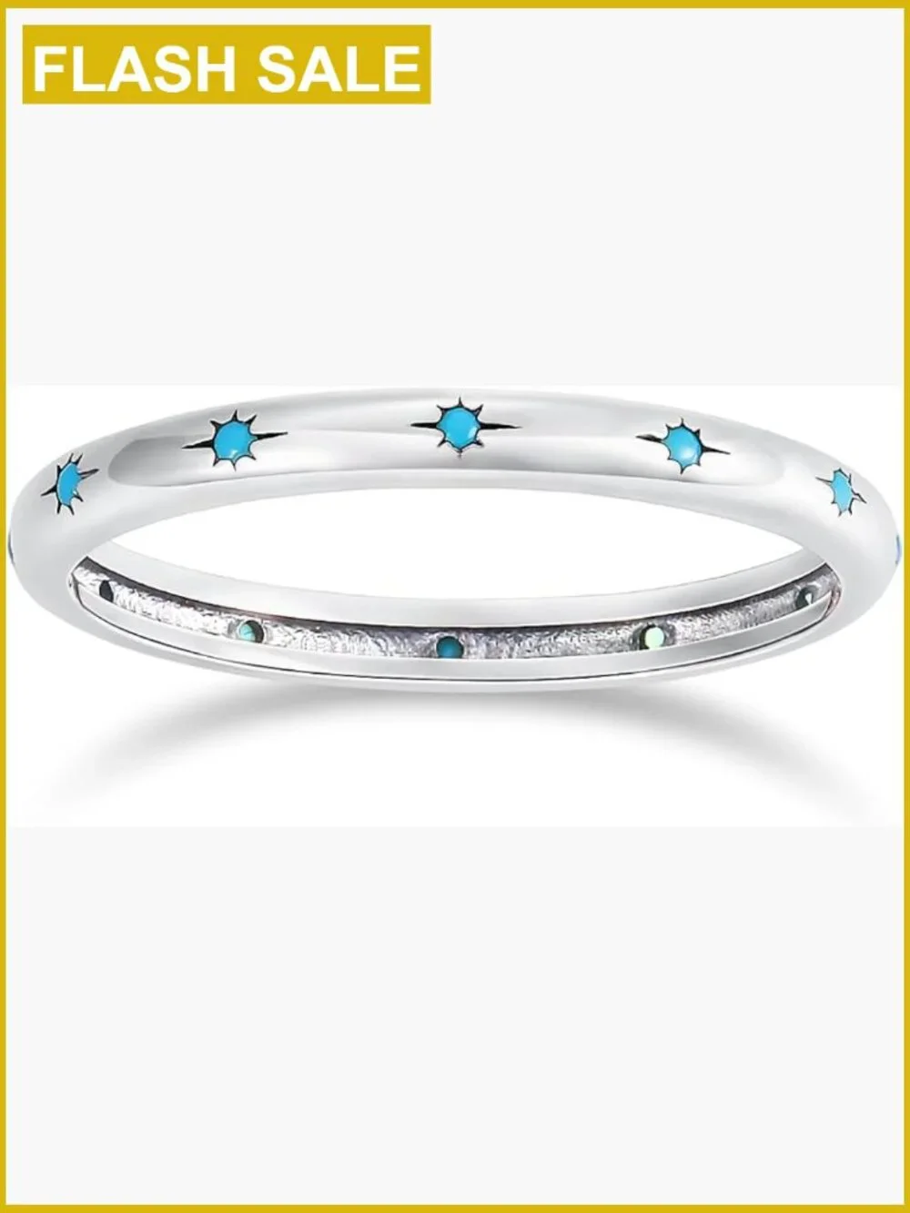 925 Sterling Silver Stacking Ring Engagement Wedding Band Created Turquoise
